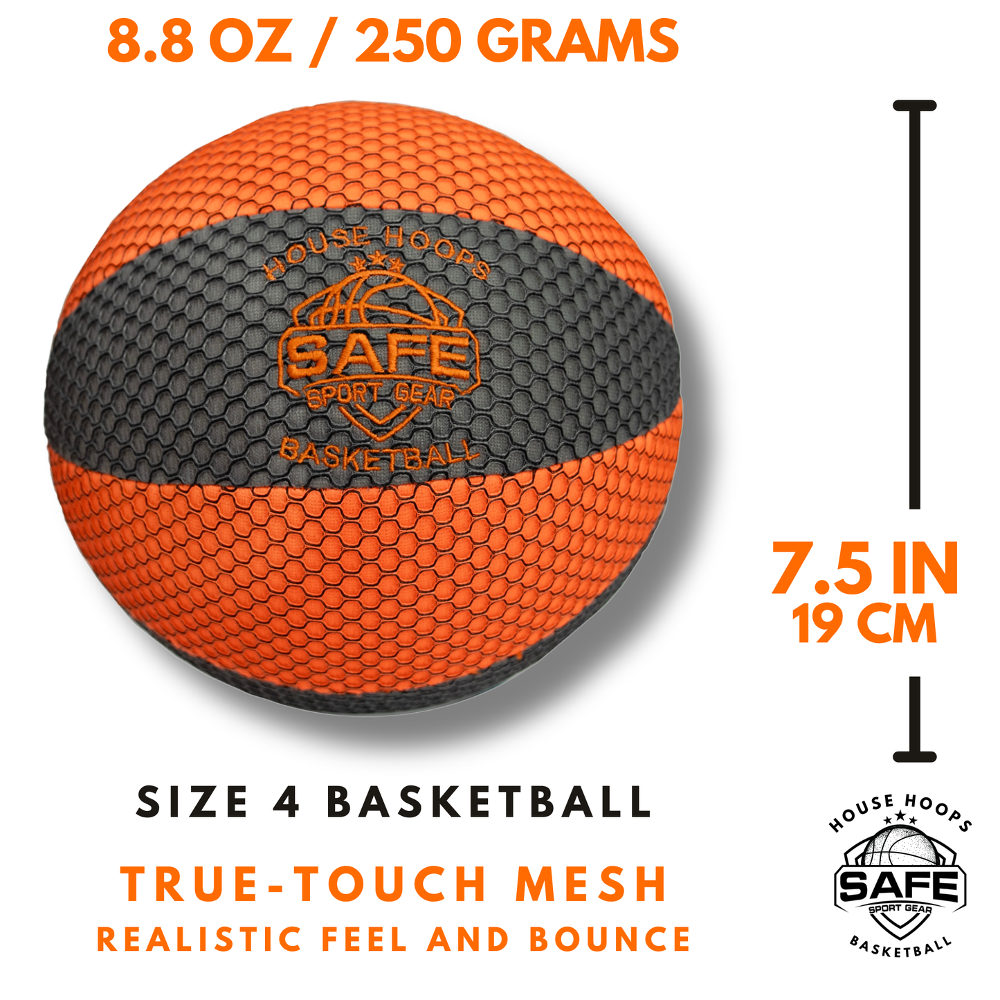 HouseHoops Basketball - Size 4 - Soft Indoor Basketball with Realistic Feel and Bounce