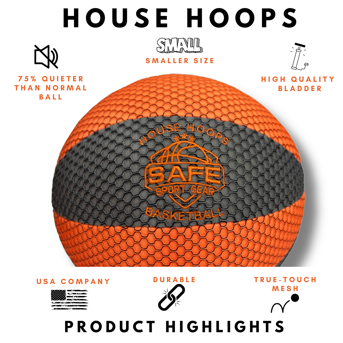 HouseHoops Basketball - Size 4 - Soft Indoor Basketball with Realistic Feel and Bounce