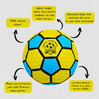 Curve Star Swerve Football with product highlights on a white background