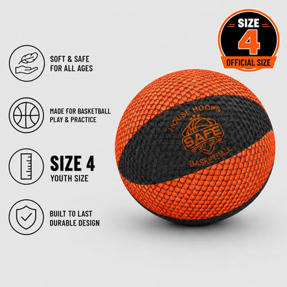 HouseHoops basketball size 4 with safety features on a white background