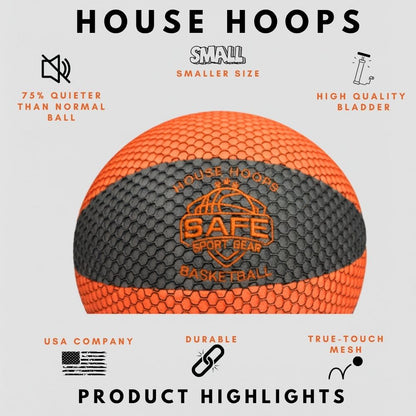 HouseHoops Basketball Size 4 with key product highlights and feature callouts on a white background
