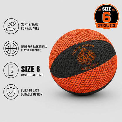 Househoops basketball with safety features and size 6 label on a gray background
