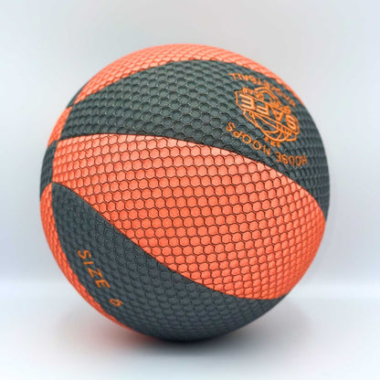 HouseHoops Basketball Size 6 side view showing panel stitching on a white background