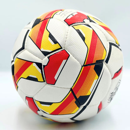 Close-up side view of Pace 2.0 Football on a white background