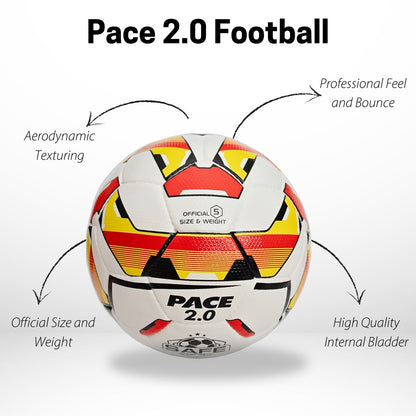 Pace 2.0 Football with product highlights on a white background
