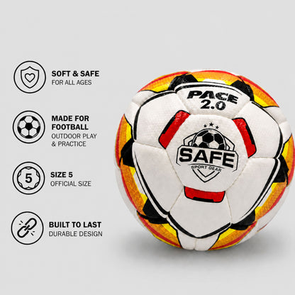 PACE 2.0 football with Safe Sport Gear logo on a light gray background