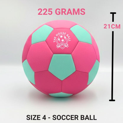 The Pink House Ball with measurements and branding on a white background