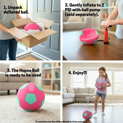 Step-by-step guide on how to inflate and use The Pink House Ball.