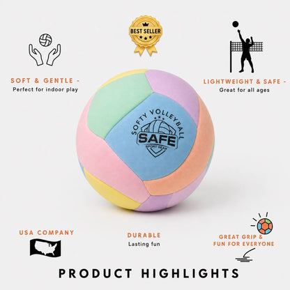 Softy Volleyball - Pink with product highlights on a white background